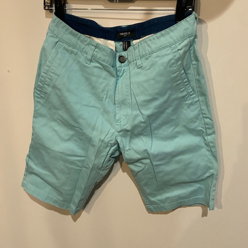 Forever 21 Men's Light Blue Flat Front Shorts